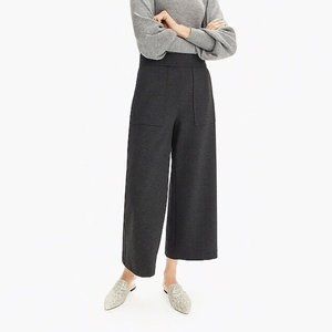 J Crew 365 Ponte Wide Leg Crop Pants Patch Pockets Stretch Charcoal